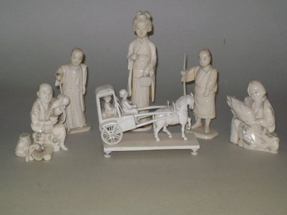 Bonhams : An Indian carved Ivory group, late 19th Century, depicting a ...