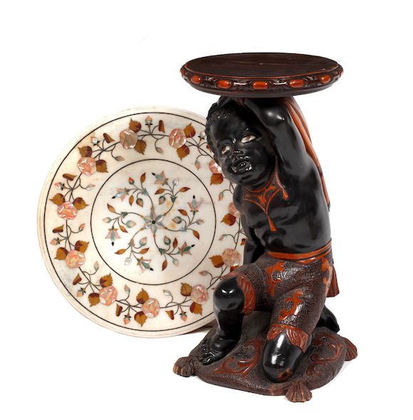 Bonhams : An Italian carved, painted and ebonized, crouching Blackamoor ...