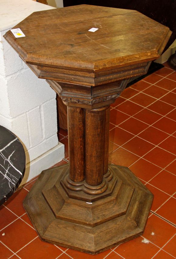 Bonhams : An oak fluted column,132cm high, an oak ring-turned column ...