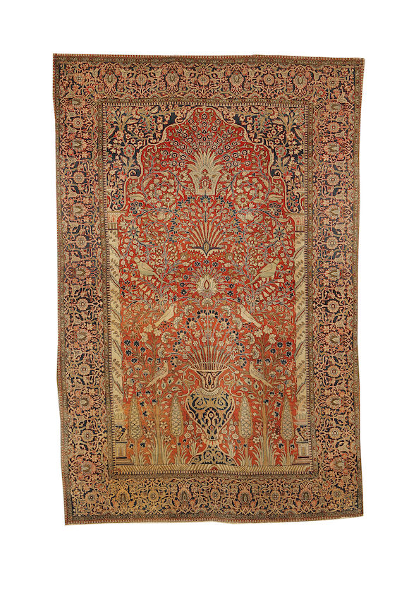 Bonhams : A Mohtashem Kashan prayer rug, Central Persia, circa 1890, 6 ...