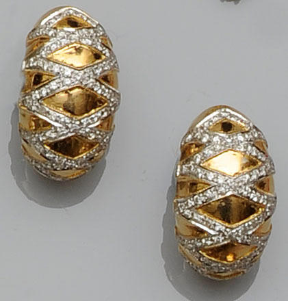 A pair of half hoop diamond clip earrings,