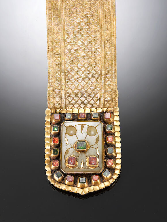 Bonhams : An Ottoman ruby and emerald-set jade Belt Fitting Turkey ...