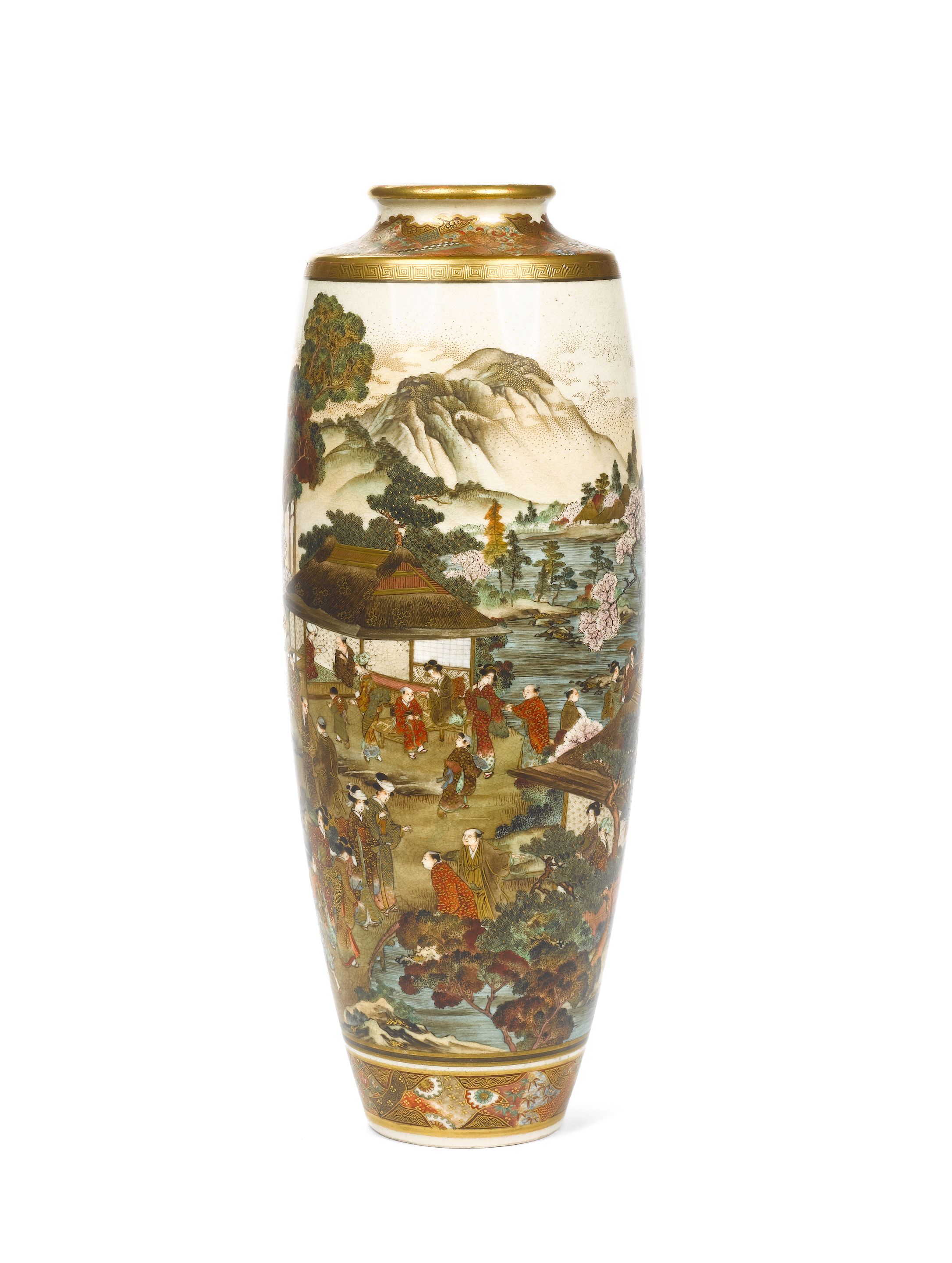 Bonhams A tall Satsuma ovoid vase By Ryozan, Meiji Period