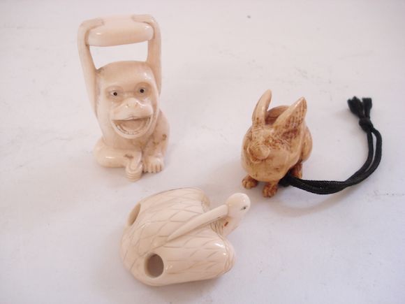 Bonhams : Three ivory netsuke 19th century and later