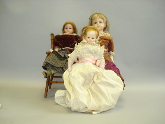 Bonhams Wax Over Composition Shoulder Head Doll