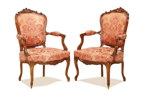 Bonhams : A pair of French late 19th century walnut fauteuils in the ...