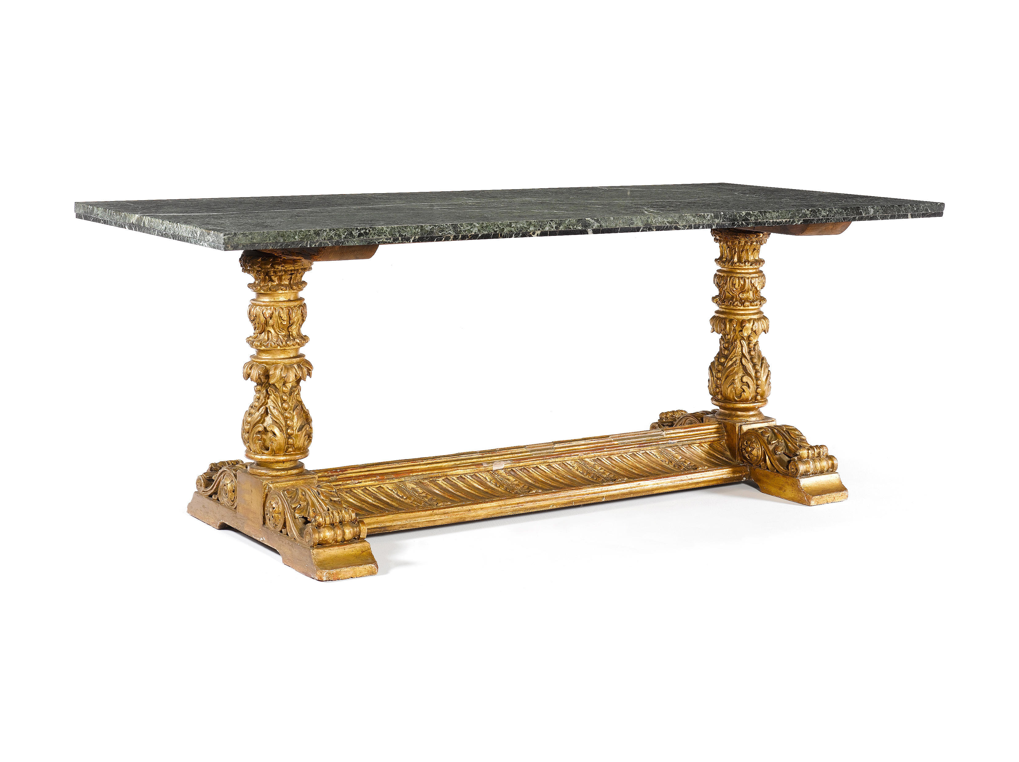 Bonhams : An Italian 18th century giltwood hall table with later green ...