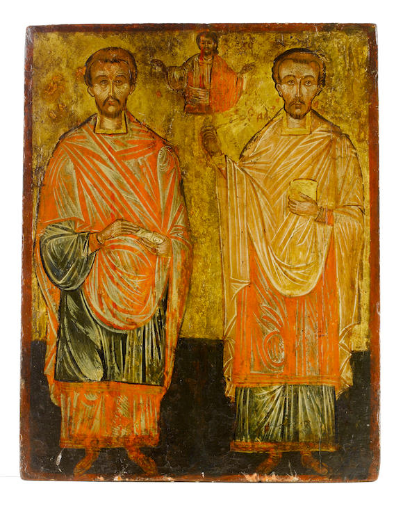 Bonhams : Saints Cosmas and Damian Greek, circa 1800 the doctor-Saints ...