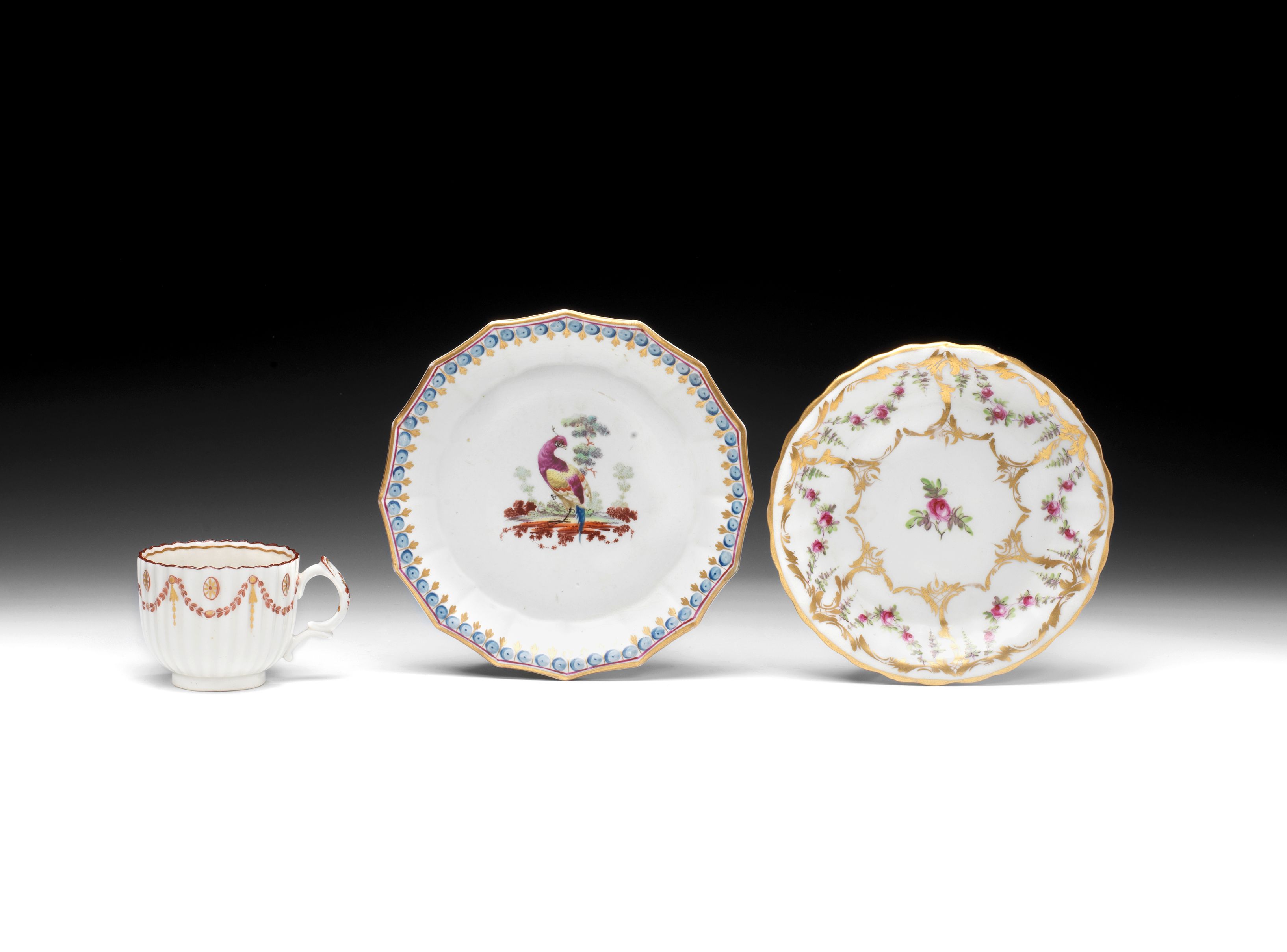 Bonhams A rare New Hall teapot stand and a Staffordshire porcelain