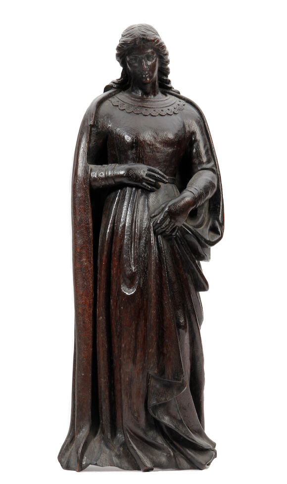 Bonhams : A 19th Century carved oak figure of the Virgin