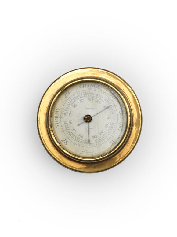 Bonhams A late 19th century cased aneroid barometer and compass