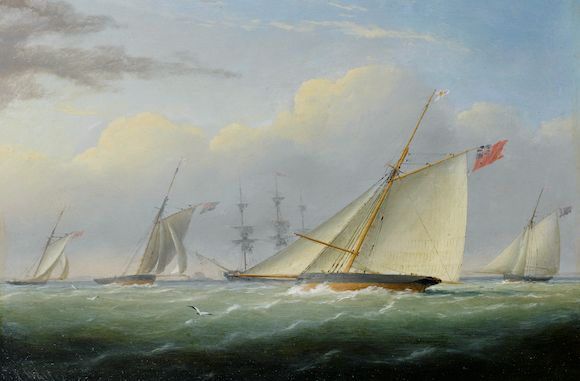 Bonhams : Joseph Walter (British, 1783-1856) Racing cutters of the ...