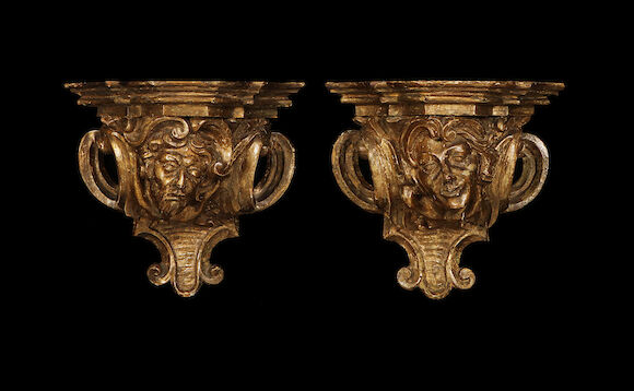 Bonhams : A pair of late 19th century Italian giltwood brackets