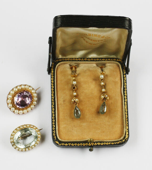 Bonhams : A small collection of seed pearl and gem set jewellery