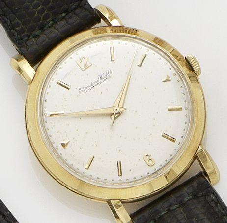 Bonhams : IWC. An 18ct gold manual wind centre seconds wristwatch1950's