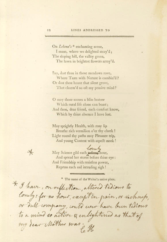 Bonhams : MANNERS (CATHERINE REBECCA) Poems