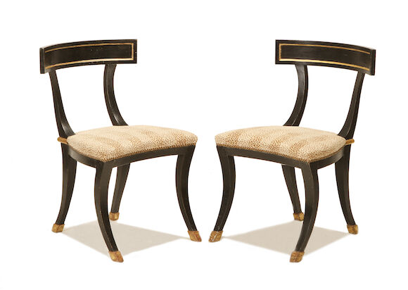 Bonhams : A set of eight late 19th century ebonised and parcel gilt ...