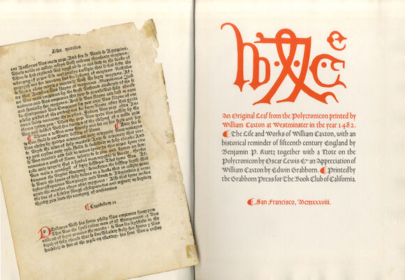 Bonhams : CAXTON LEAF [HIGDEN (RANULF) Polycronicon]