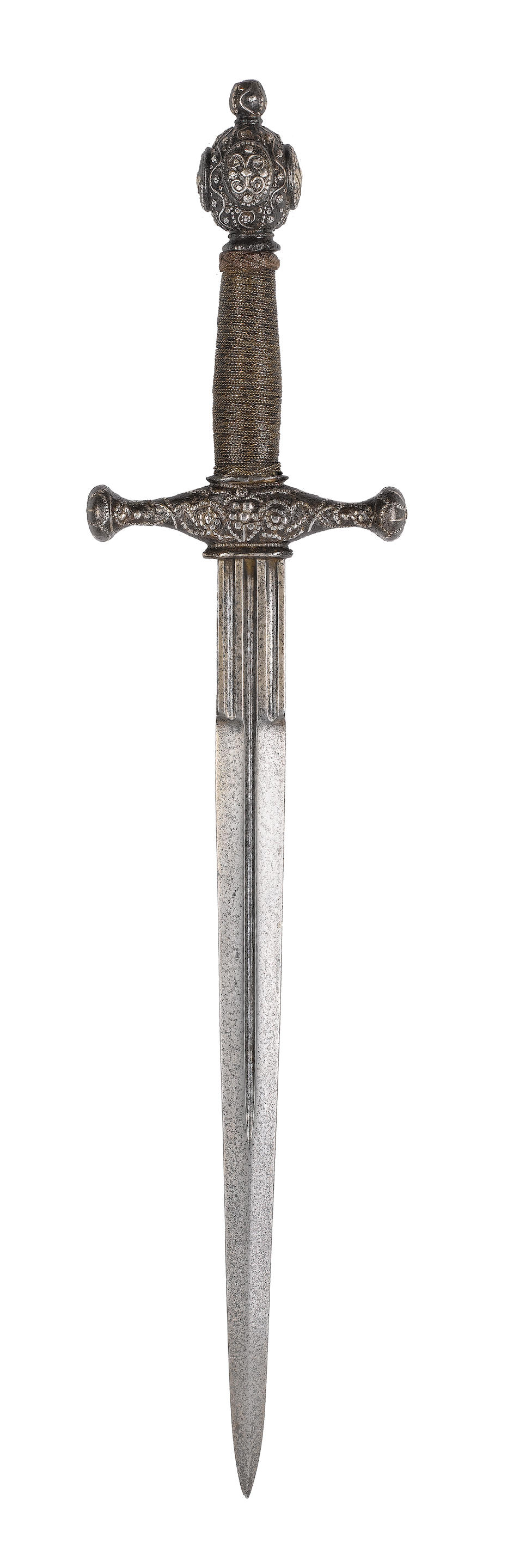 A Composite Left-hand Dagger With Silver-encrusted Hilt 17th Century 