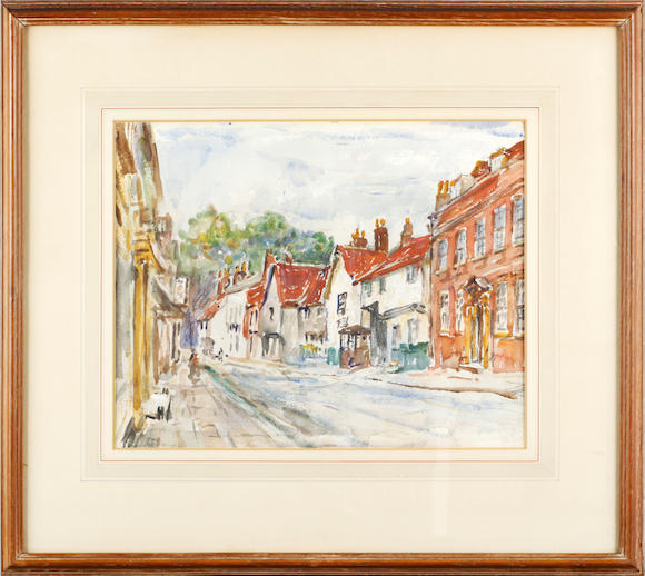 Bonhams : Rowland Henry Hill (British, 1873-1952) Street scene