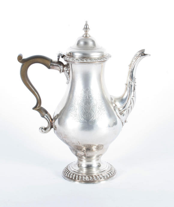 Bonhams : A George III silver coffee pot Maker's mark I D, London, 1772,