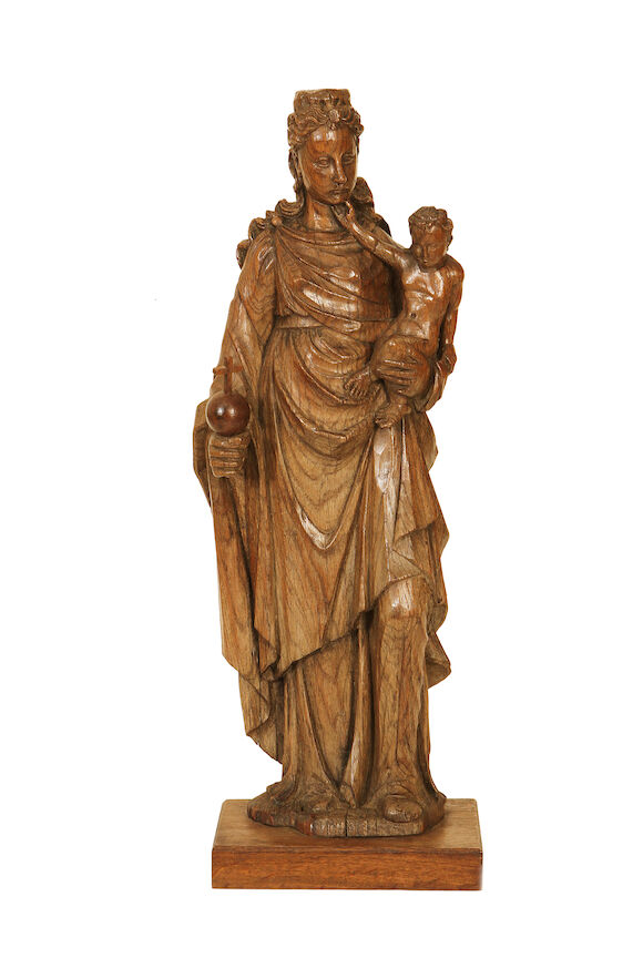 Bonhams : A late 16th century Flemish carved oak figure of the Virgin ...