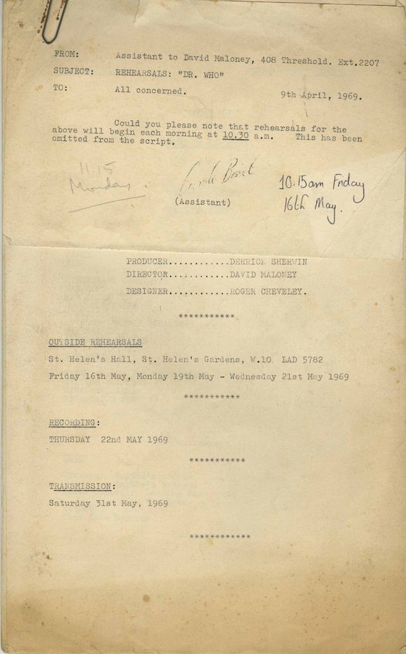 Doctor Who Script Layout Bonhams : Doctor Who: A rehearsal script for 'Dr Who And The War Games ...