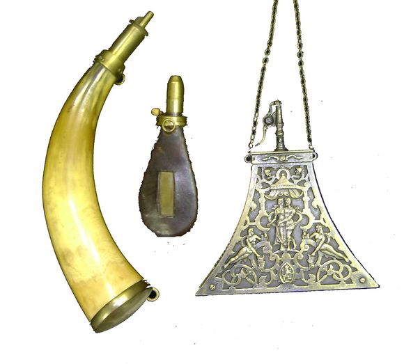 Bonhams Two PowderFlasks Of The Percy Volunteers, And A Musketeer's