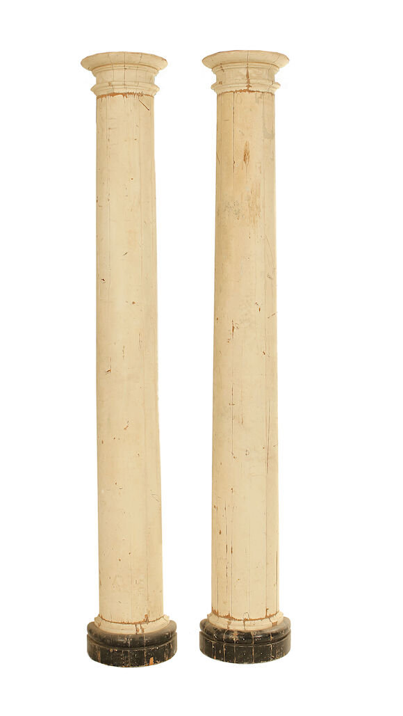 Bonhams : A large pair of early 20th century painted pine half columns