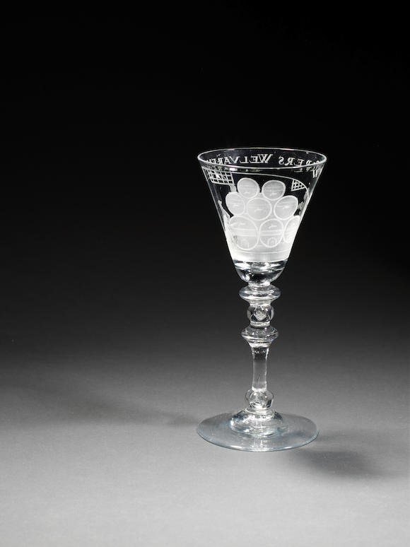 Bonhams A Dutch Engraved Light Baluster Wine Glass Circa 1760 0311