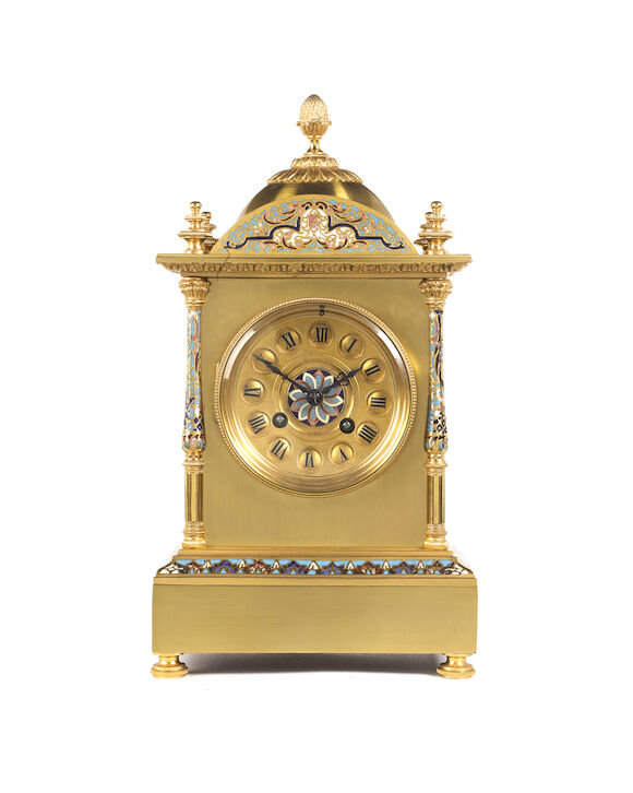 Bonhams : A late 19th century French gilt brass and champleve enamel ...