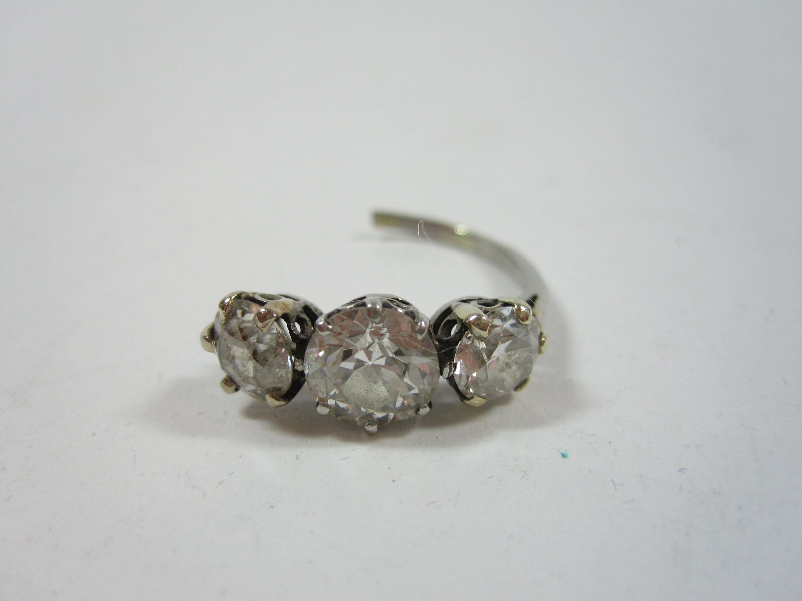 A diamond three-stone ring