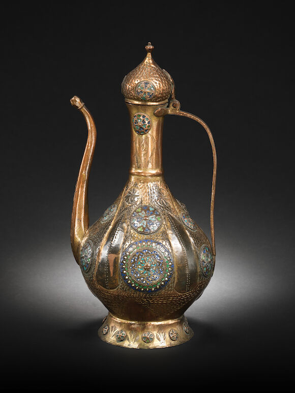 Bonhams : An Ottoman enamelled gilt-copper (tombak) Ewer Turkey or the ...