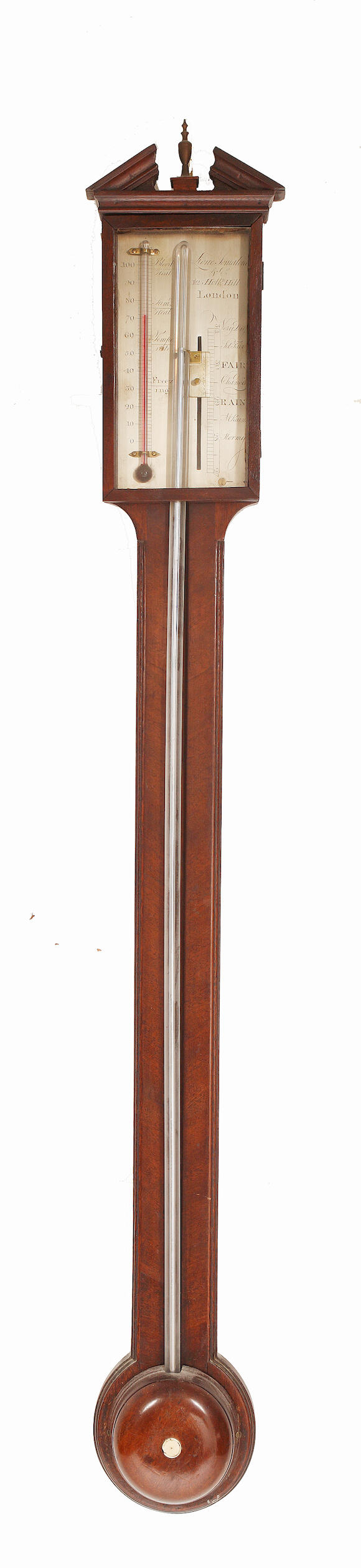 Bonhams An early 19th Century mahogany stick barometer thermometer