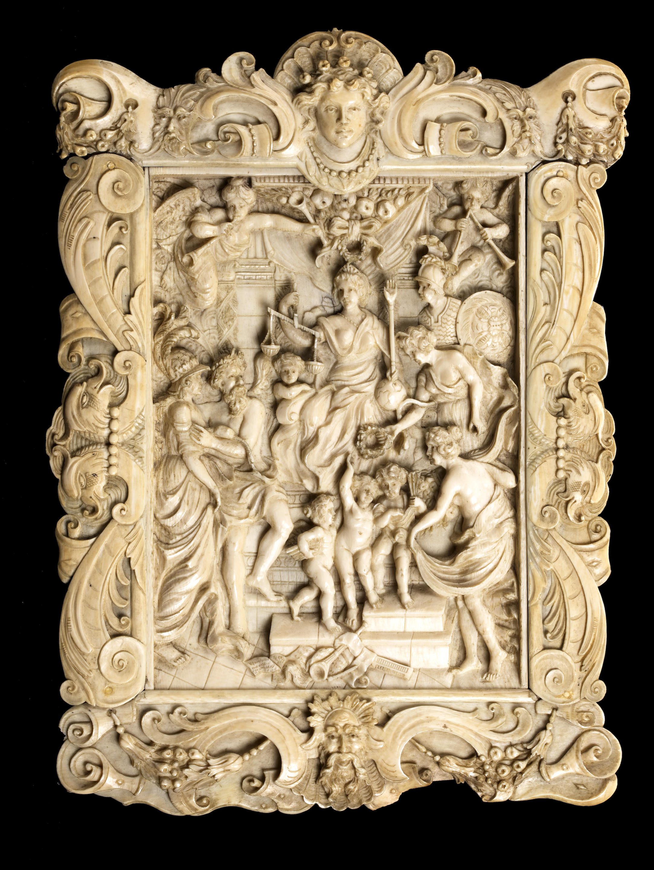 A 19th century Dieppe ivory relief of The Felicity of the Regency of ...