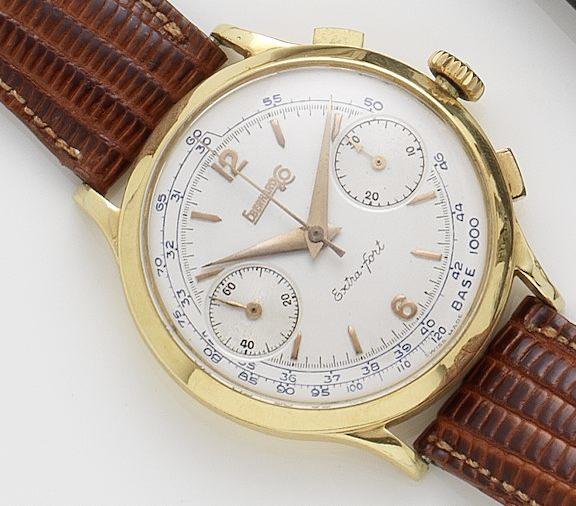 Bonhams : Eberhardt & Co. An 18ct gold manual wind chronograph ...