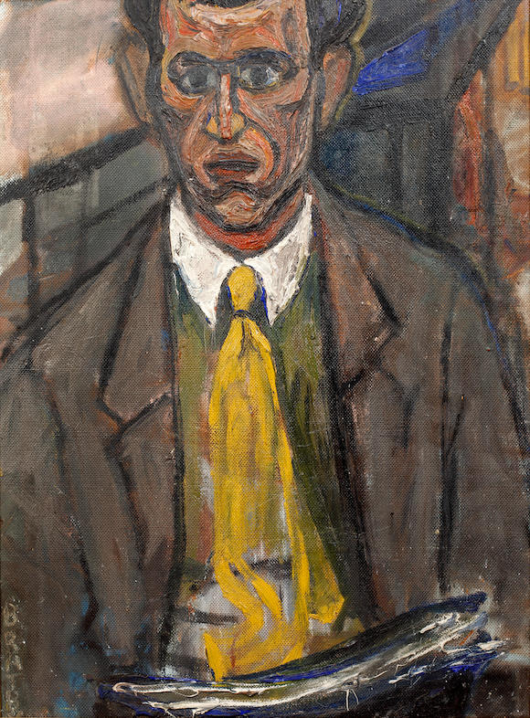 Bonhams : John Bratby R.A. (British, 1928-1992) Man with a newspaper