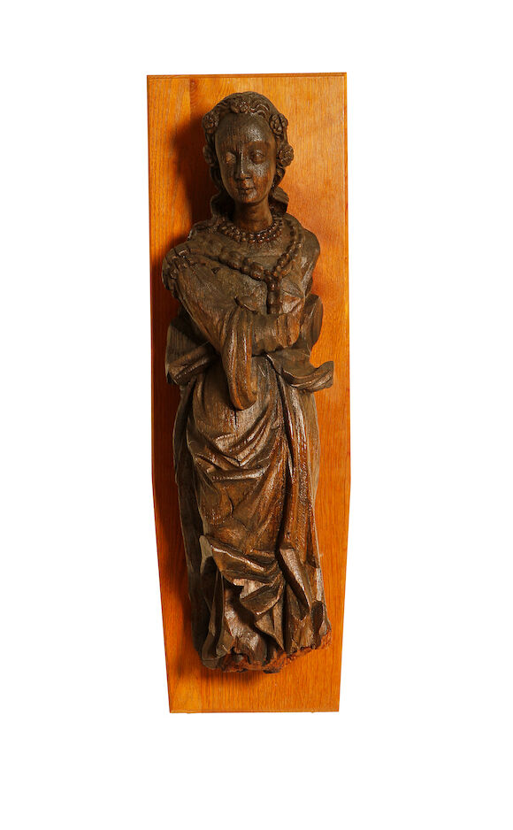 Bonhams : A 17th century Flemish carved oak figure of a womanpossibly ...