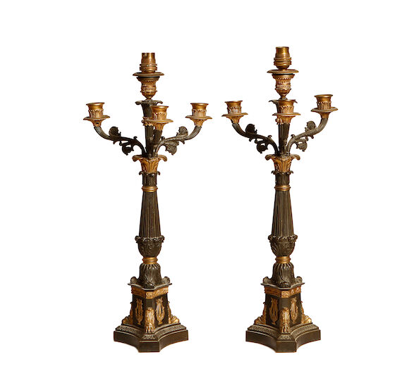 Bonhams : A pair of 19th century Empire style patinated and gilt bronze ...