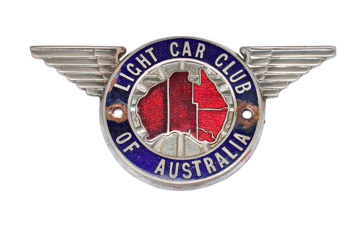 Bonhams Cars A rare enamelled winged Light Car Club of Australia badge