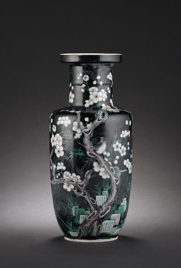 Bonhams A famille noir vase of rouleau form