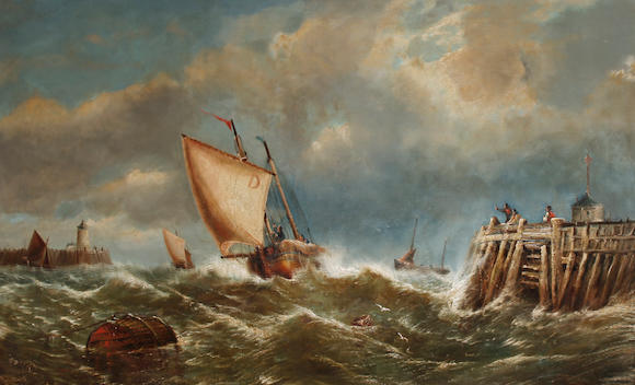 Bonhams : William Broome (British, 1838-1892) Shipping in a swell