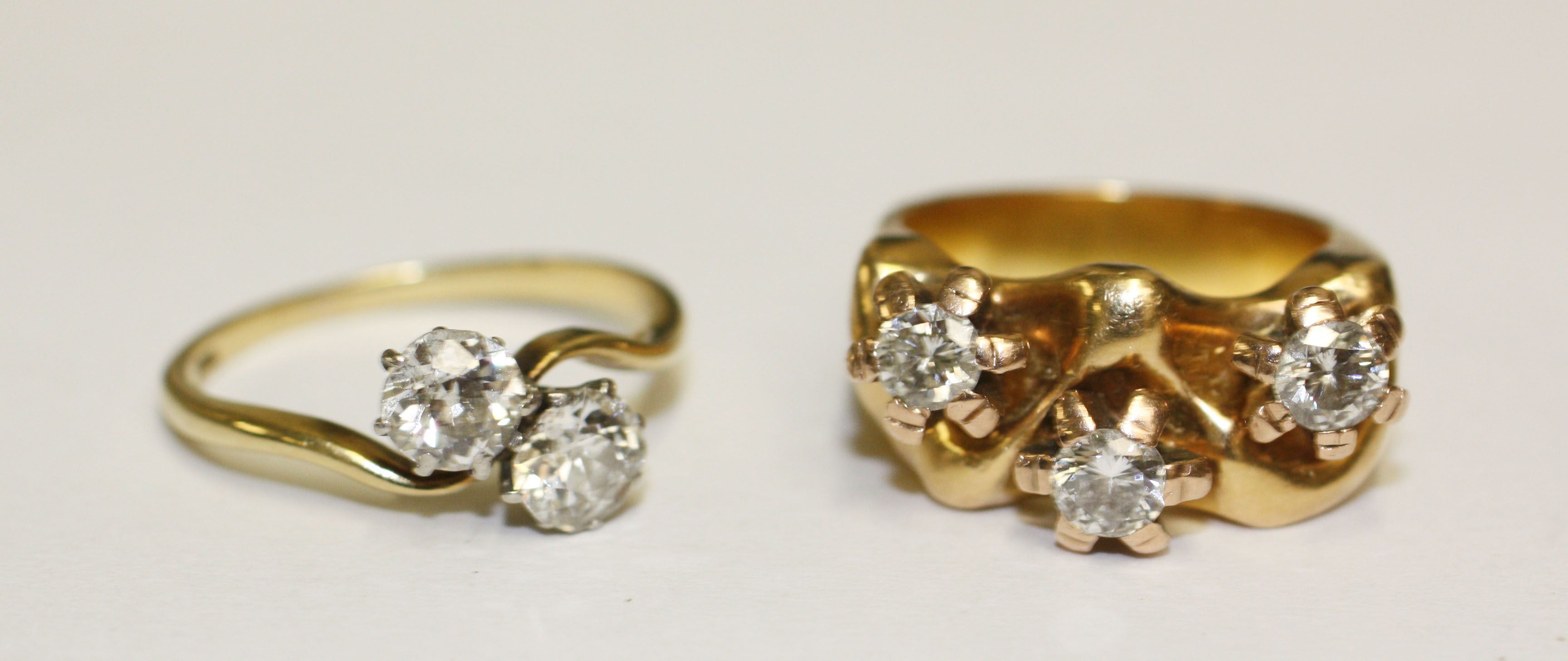 Two diamond set rings,