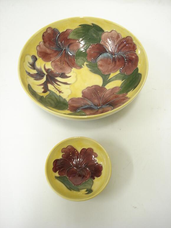 Bonhams Two Moorcroft bowls Hibiscus