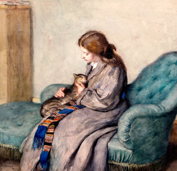 Bonhams Herbert Johnson Harvey (British, 18841928) Lady seated with