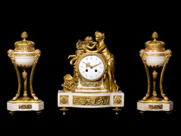 Bonhams : A French late 19th century gilt bronze and white marble ...