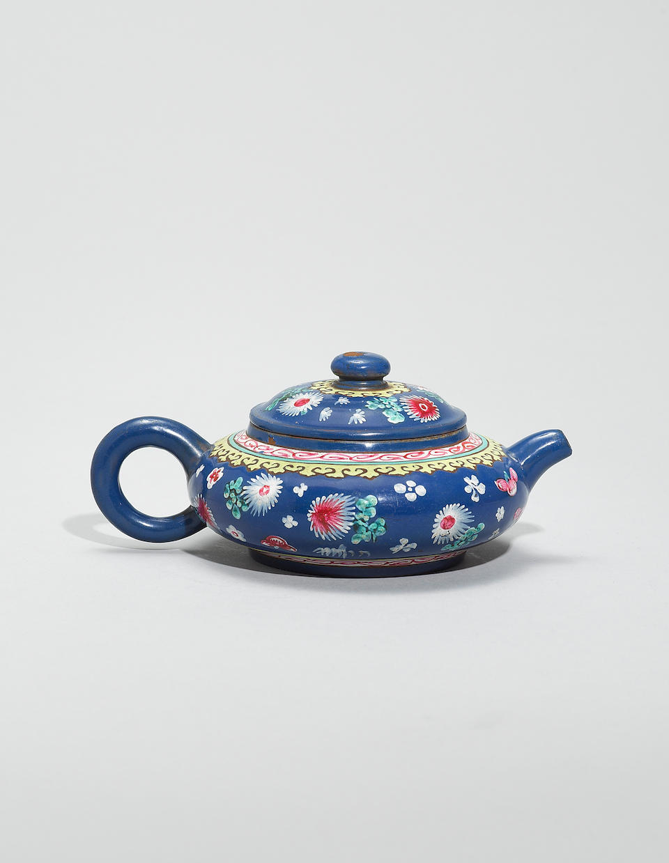 Bonhams : An Yixing stoneware enamelled teapot and cover Qianlong seal ...
