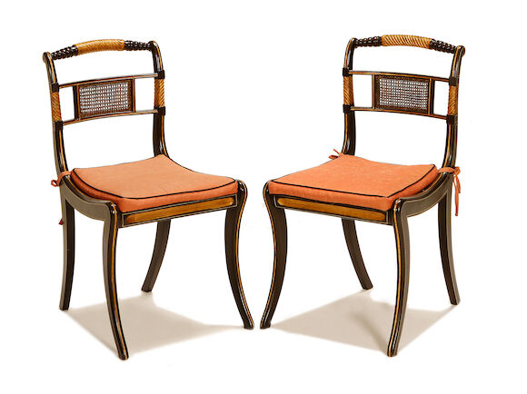 Bonhams : A matched set of twelve early 19th century and later ebonised ...