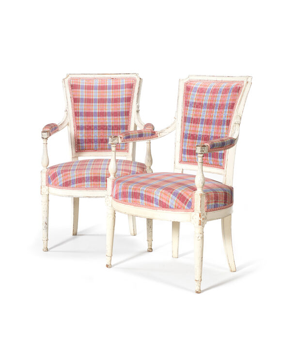 Bonhams : A pair of French early 19th century Directoire white painted ...