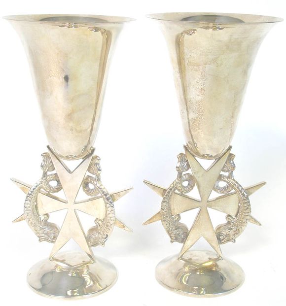 Bonhams A pair of Maltese electroplated cups, stamped Cutajar works